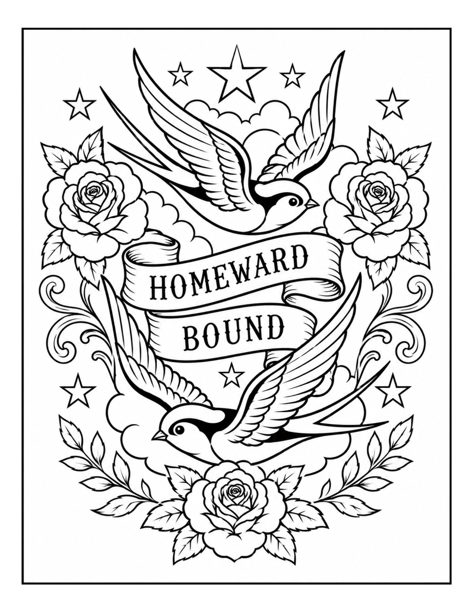 Interior preview 2 from Traditional Tattoo Flash Coloring Book