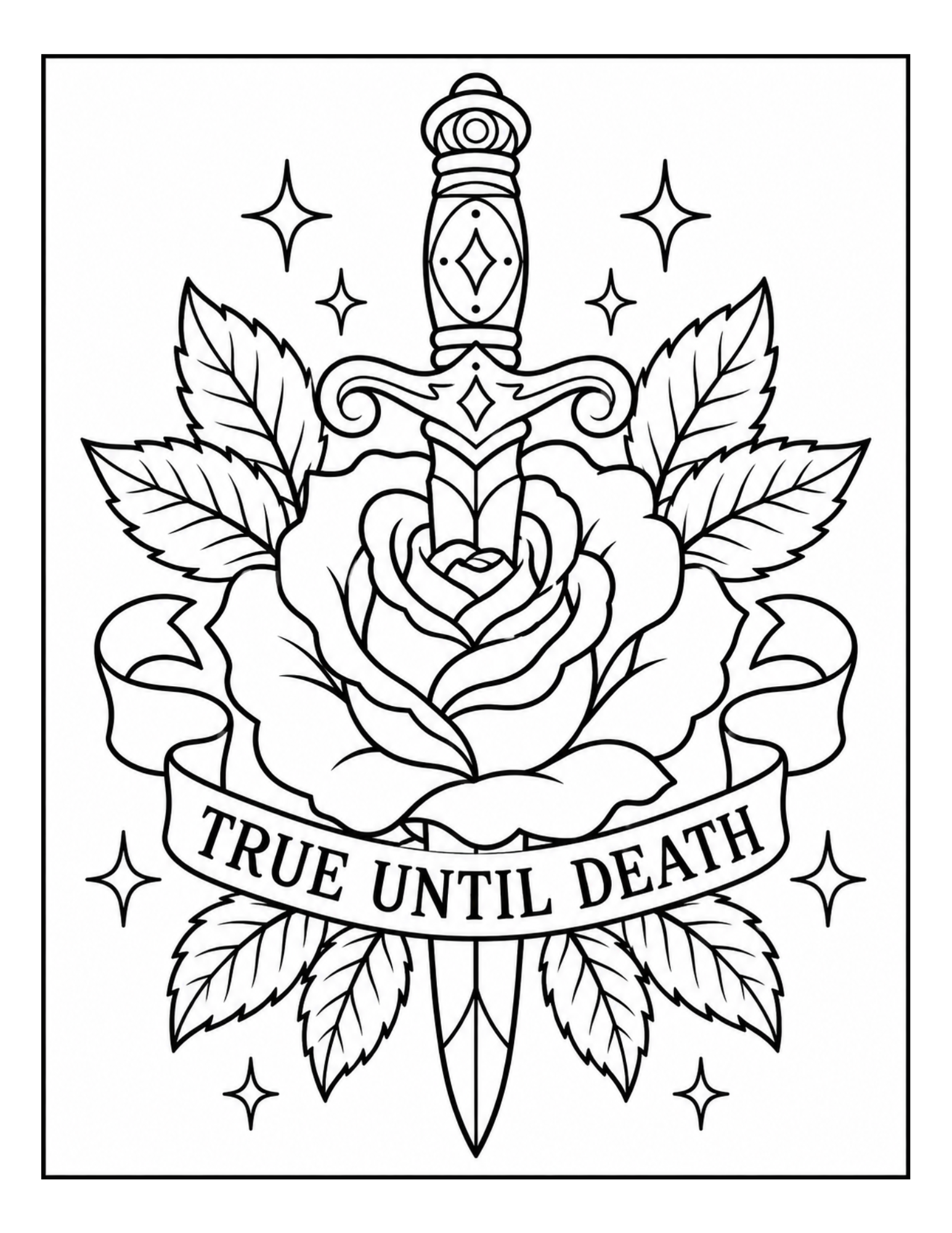 Featured interior page from Traditional Tattoo Flash Coloring Book