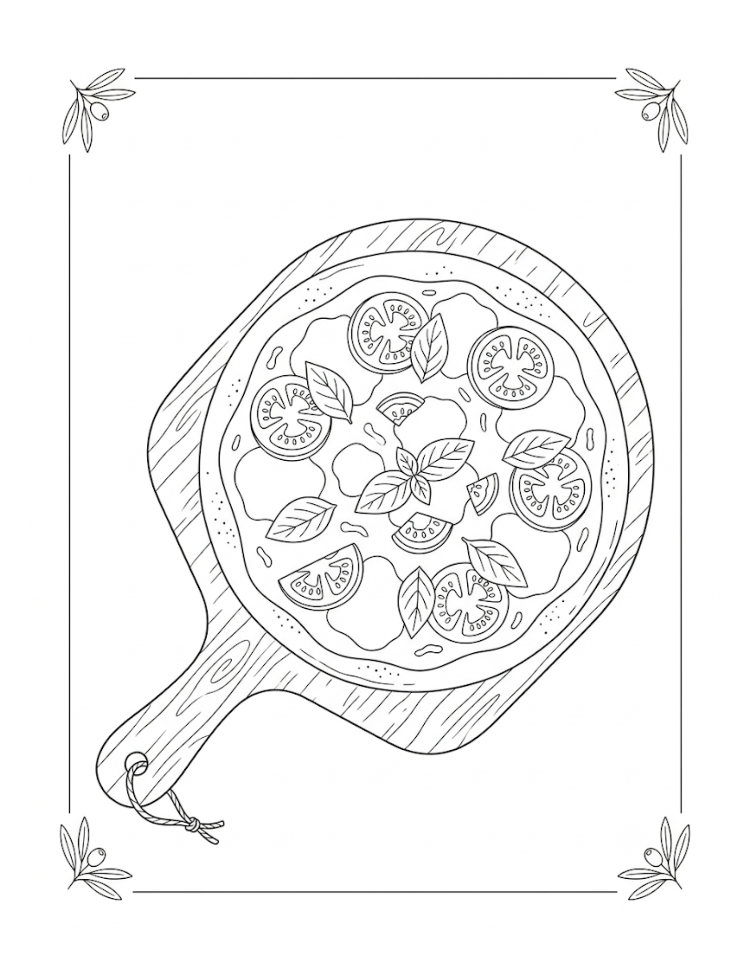Featured interior page from La Cucina Italiana Coloring Book